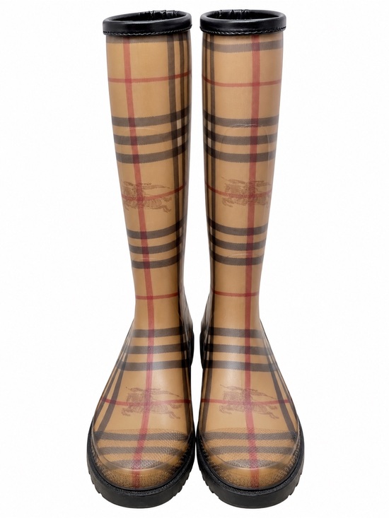 Burberry Shoes - Authentic Burberry Tan Plaid Knee-High Rain Boots
